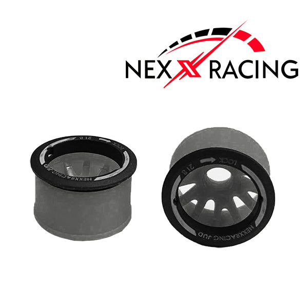 NXUSA-EVO-R Nexx Racing “JUD” threaded carbon-fiber reinforced EVO Flanged Rear Wheels (2) pcs for Mini-Z (GREY) R11 +2 Offset