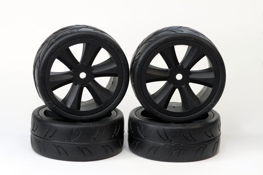 Gravity RC - USGT non belted pre glued tires ( edge wheel, black) (4)