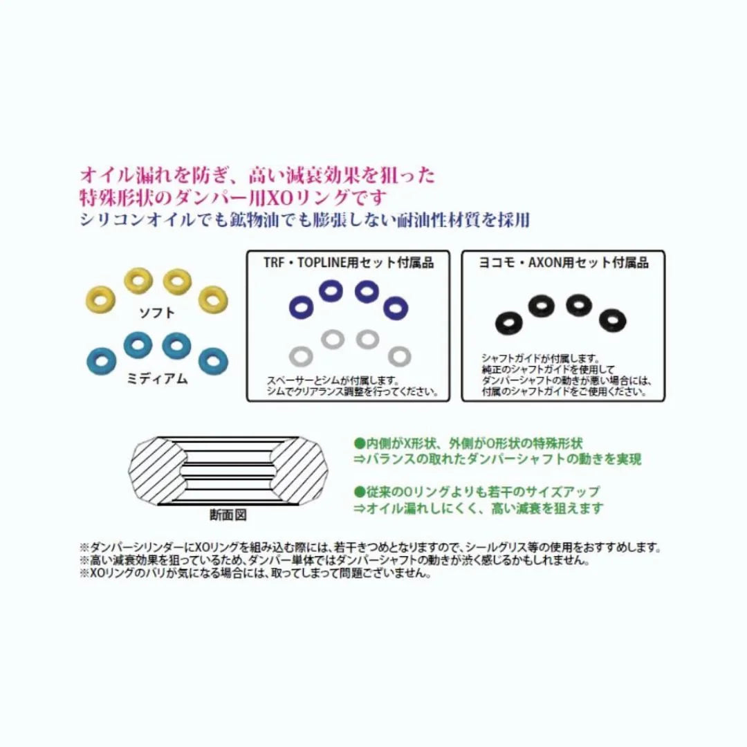 Topline D-Competition XO-ring Set for Yokomo, Axon (Medium) TP-294