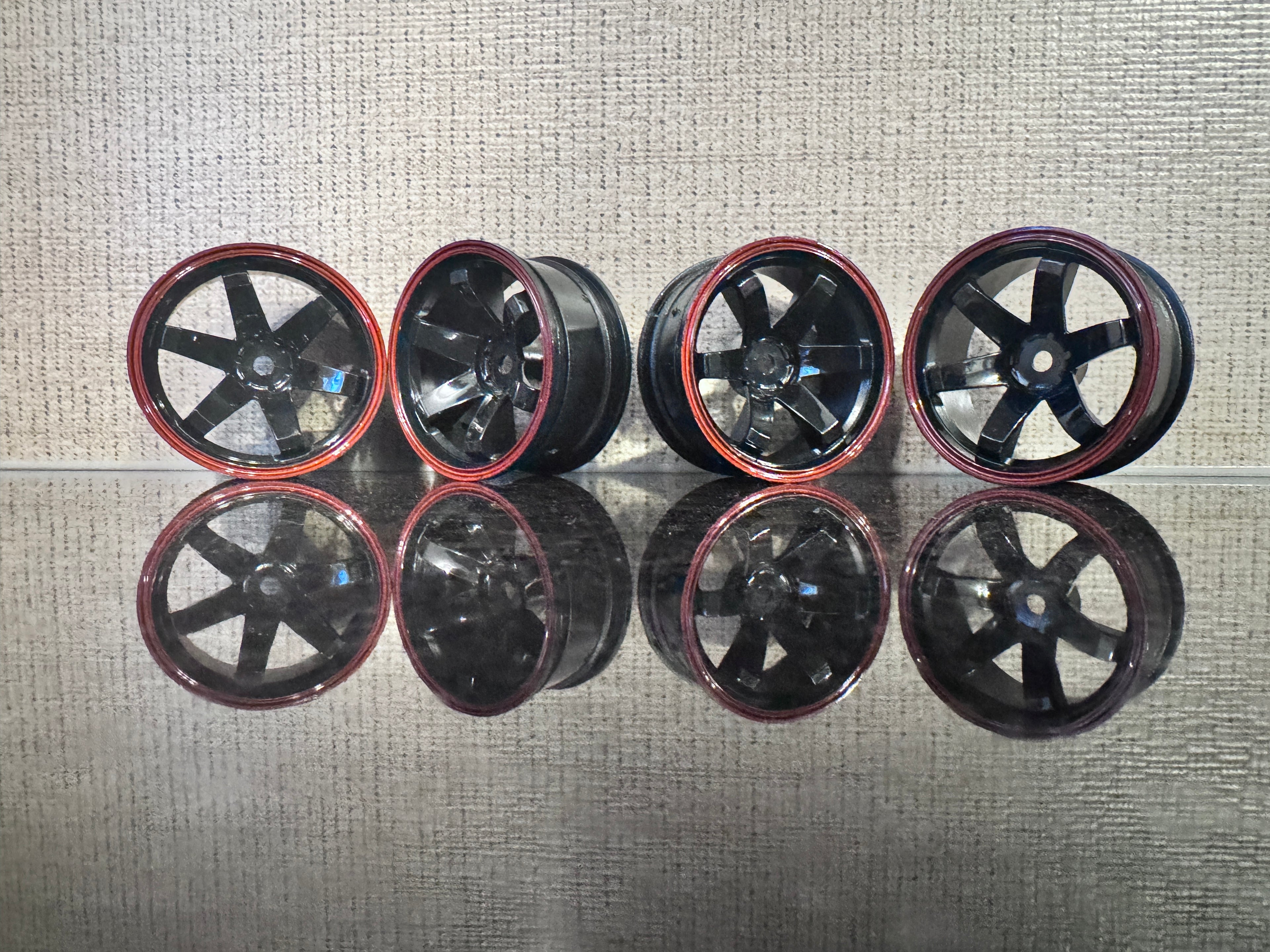 Sidewais.com RC DRIFT LAB TE37 Competition Wheels Black with Redline 4PCS