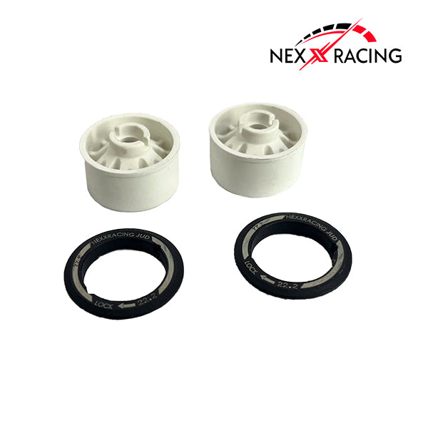 NEXXracing NXUSA-EVO-R Nexx Racing “JUD” threaded carbon-fiber reinforced EVO Flanged Rear Wheels (2) pcs for Mini-Z (White) R11 +2 Offset