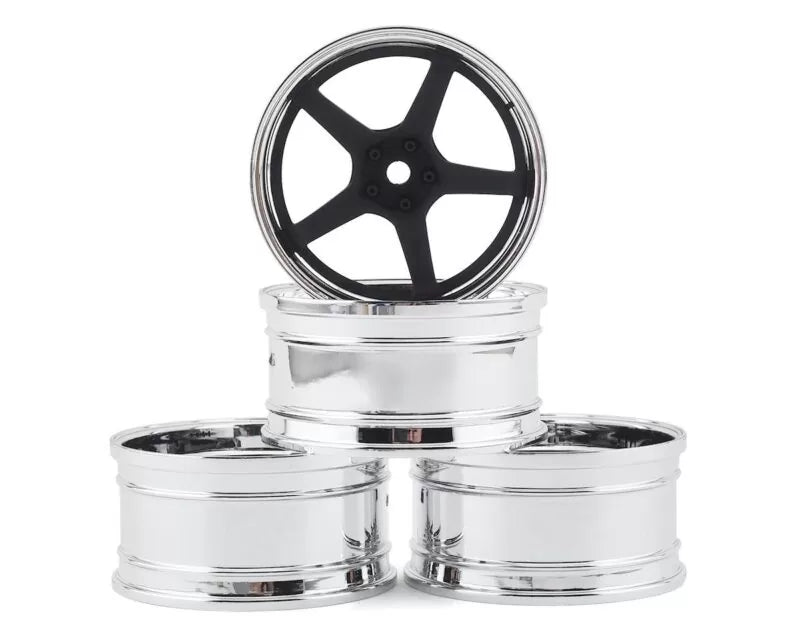 MST GT Wheel Set (Chrome/Black) (4) (Offset Changeable)